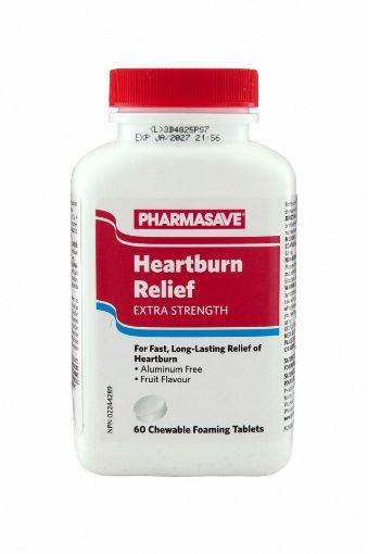 Picture of PHARMASAVE HEARTBURN RELIEF EXTRA STRENGTH TABLETS - FRUIT 60S